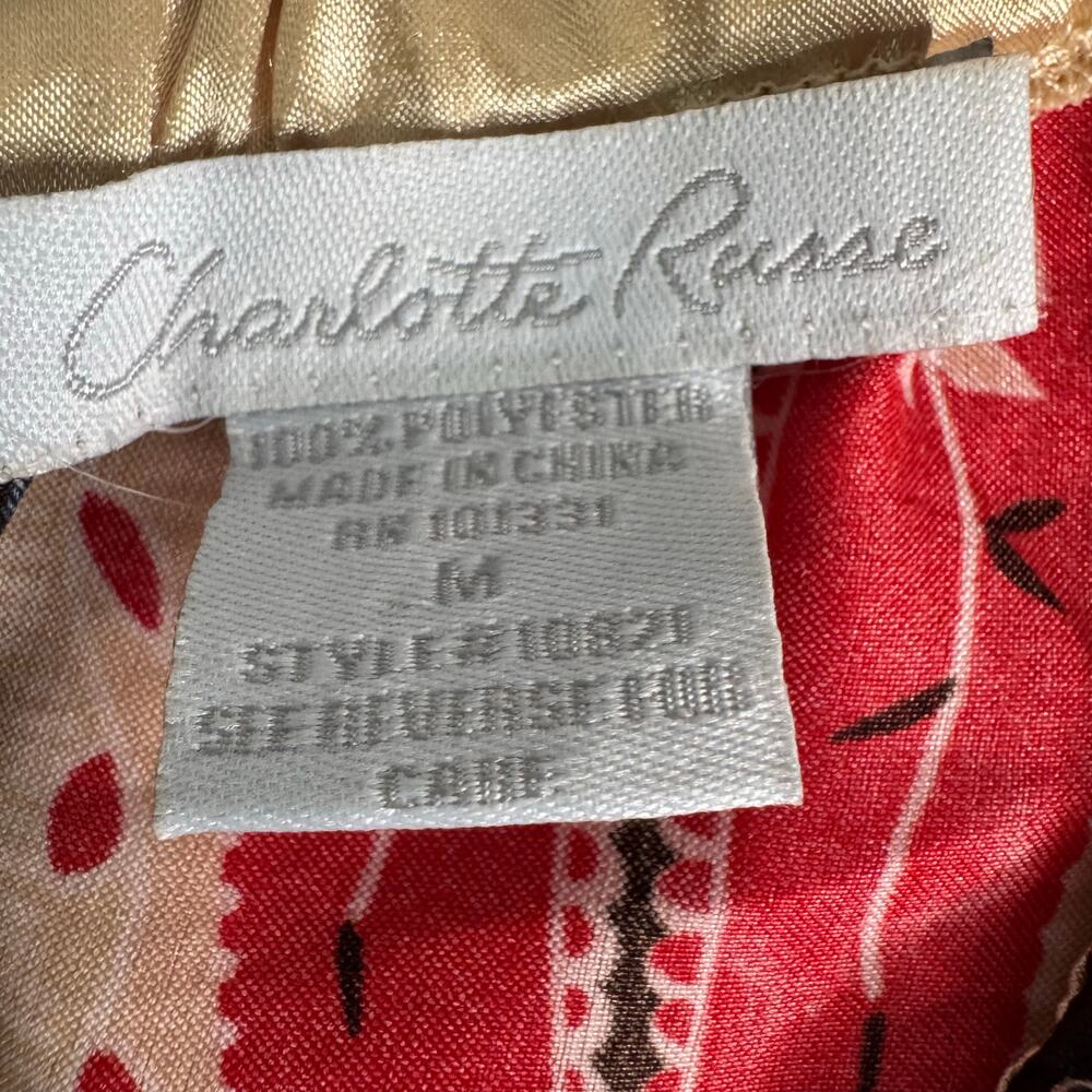 Charlotte Russe Y2K Abstract Pattern  Satin Blouse Size Medium Festival Boho - Picture 6 of 10